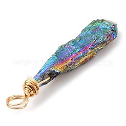 Pendentifs enveloppés de fil de cuivre en cristal de quartz naturel brut brut galvanisé&nbsp;PALLOY-JF02411-01