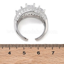 Bagues ouvertes en laiton avec micro pavé de zircones cubiques pour femmes&nbsp;RJEW-L343-13P-03