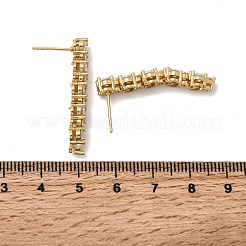 Aretes planos redondos de latón con micropavé de circonita cúbica transparente&nbsp;EJEW-H180-12G