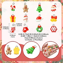 24 pièces 12 styles pendentifs en résine opaque sur le thème de noël&nbsp;RESI-FS0001-86A
