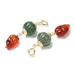 Décorations de pendentifs en aventurine verte naturelle et agate naturelle&nbsp;G-G008-09G