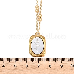 Collier pendentif rectangulaire en forme de rose&nbsp;NJEW-P354-01A