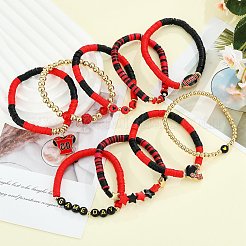 1 ensemble de bracelets extensibles en perles heishi en argile polymère faits à la main&nbsp;BJEW-SZ0002-67A-02