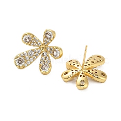 Blume Messing Micro Pave klare Zirkonia Ohrstecker Zubehörse&nbsp;KK-D102-08G