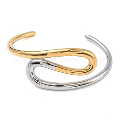 Braccialetti a polsino bicolore in acciaio inossidabile 304 per donna&nbsp;BJEW-F540-01GP