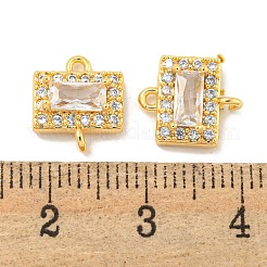 Breloques de connecteur en zircone cubique transparente pavée de laiton&nbsp;KK-P275-44G