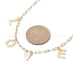 Parola amore 304 acciaio inossidabile ciondoli collane bavaglino con catene in ottone graffetta&nbsp;NJEW-JN04534