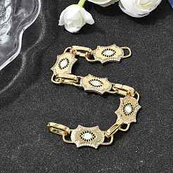 Messing-Gliederkettenarmbänder mit Mikropflaster und Zirkonia für Damen&nbsp;BJEW-H639-13G