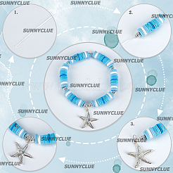 DIY-Set zur Herstellung eines synthetischen Howlith-Stretcharmbands mit Ozeanmotiv&nbsp;DIY-SC0025-02