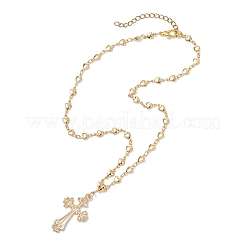 Colliers à chaîne à maillons en forme de cœur avec pendentif en croix en alliage de laiton pour femmes&nbsp;NJEW-JN05617