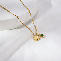 Colliers à pendentif carré en acier inoxydable simples pour un usage quotidien pour femmes&nbsp;QS9194-2