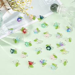 60 pendentif fleur en verre de 10 couleurs.&nbsp;PALLOY-AB00190