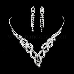 Collane a catena con strass e cristallo in ottone con occhio di cavallo e orecchini a bottone con nappe&nbsp;FS-WGBEA29-02