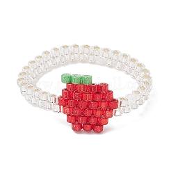 4 bague de Noël en perles de verre pour femme&nbsp;RJEW-MZ00029