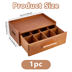 Boîte de rangement pour sachets de thé en bois à 8 compartiment&nbsp;AJEW-WH0696-693