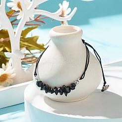 Geflochtenes Perlenarmband aus natürlichen Obsidiansplittern&nbsp;X-BJEW-JB08019-08