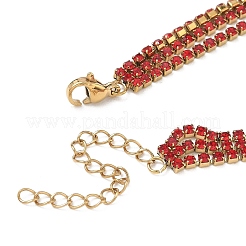 Bracelets multi-rangs en acier inoxydable 304 avec strass et chaîne à coupelles pour femmes&nbsp;BJEW-P376-01G-03A