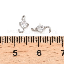 Dijes de conector redondo plano con circonita cúbica transparente pavé de latón&nbsp;KK-H538-21A-P