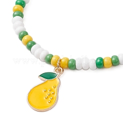 9 bracciale con ciondolo in lega smaltata a tema frutta&nbsp;BJEW-MZ00206-01