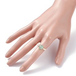 Anello per dito avvolto in filo di avventurina verde naturale&nbsp;RJEW-TA00022-03