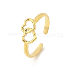 Herz 304 Edelstahl offene Manschettenringe&nbsp;RJEW-R014-03G-01