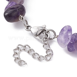 Braccialetto con perline di ametista naturale&nbsp;BJEW-JB09686-01