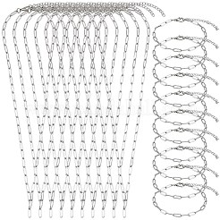 304 Edelstahl Büroklammer Ketten Halsketten & Armband Schmuck-Sets&nbsp;SJEW-SC0001-07P
