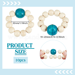 10 rond de serviette en bois perlé&nbsp;HJEW-PH02431-01