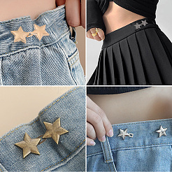 12 pz 4 colori stella in lega regolabile bottone jeans spille&nbsp;AJEW-DJ0004-83