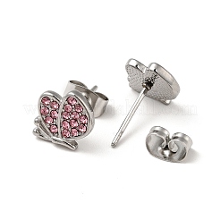 Strass-Schmetterlings-Ohrstecker mit Stiften aus chirurgischem Edelstahl 316&nbsp;EJEW-A081-14P