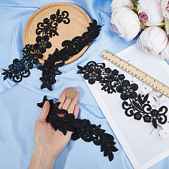 4 paire de 2 appliques en dentelle florale brodée en polyester et nylon&nbsp;DIY-GF0009-10