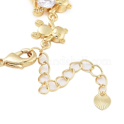 Gestellplattierung Messing Pavé Zirkonia Bär Gliederkette Armbänder für Frauen&nbsp;BJEW-B109-02G-01