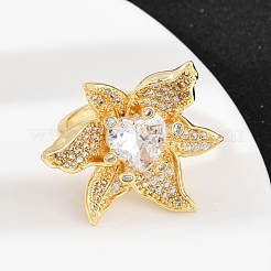 Bagues de manchette réglables en laiton avec micro pavé de zircones cubiques&nbsp;RJEW-C139-13G