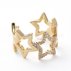 Verstellbare Manschetten Fingerringe aus Messing&nbsp;X-RJEW-G096-06G