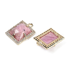 Pendentifs rectangulaires à facettes en rhodonite naturelle&nbsp;G-I375-05G-03