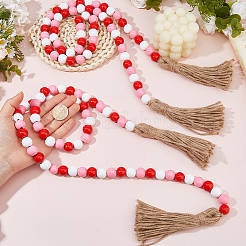 2 pendentif décoratif en perles de bois pour la Saint-Valentin&nbsp;HJEW-FH00271