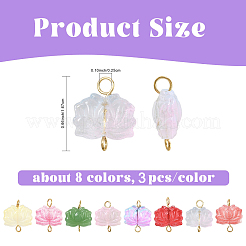 24 Stück 8 Farben Lotusblüte transparentes Glas Verbinder Charms&nbsp;PALLOY-YW00110