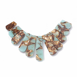 Fili di bronzo e diaspro sintetico aqua jasper assemblati&nbsp;G-S326-005