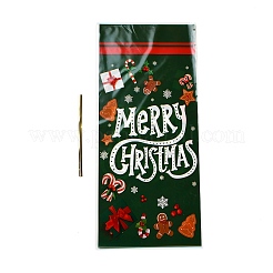 50 Stück „Frohe Weihnachten“-gedruckte Zellophan-Verpackungsbeutel aus Opp mit Drahtbindern&nbsp;ABAG-C013-04