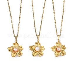 Colliers pendentifs en acier inoxydable 304 et perles naturelles&nbsp;NJEW-JN06379