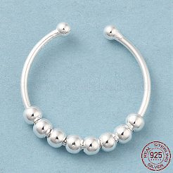 925 offener Manschettenring aus Sterlingsilber&nbsp;RJEW-P091-01B-S