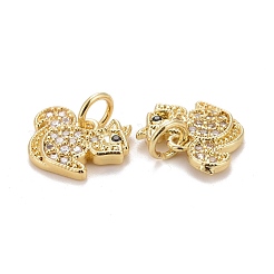 Thème d'automne en laiton micro pavé de breloques en zircone cubique transparente et noire&nbsp;KK-Z024-02G