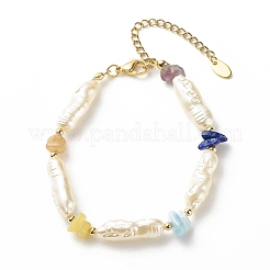 Collier et bracelet en perles d'imitation ABS et éclats de pierres précieuses mélangées naturelles&nbsp;SJEW-JS01242