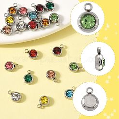 20 Stück 10 Farben 201 Edelstahl Strass Charms&nbsp;STAS-FS0002-05