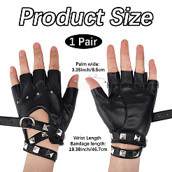 Guanti da motociclista punk in pelle pu con cintura&nbsp;AJEW-WH20816-051P