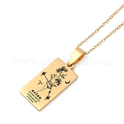 12 collana a catena con ciondolo inciso con carta dei tarocchi in acciaio inossidabile con costellazione&nbsp;PW-WG94DCE-02
