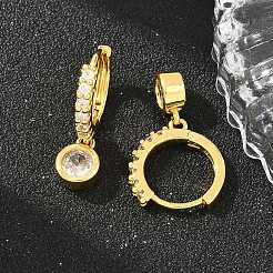 Pendientes colgantes de aro de latón con micro circonitas cúbicas.&nbsp;KK-Z166-15G-02