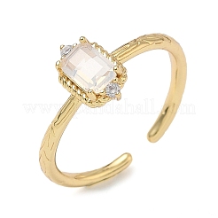 Anelli a polsino rettangolari in ottone con micro pavé di zirconi cubici&nbsp;RJEW-Z111-04G