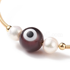 Ametista naturale e lampada del malocchio e braccialetto di perline di perle naturali&nbsp;BJEW-JB08463-03