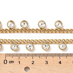 Colliers à chaîne torsadée à pampilles plates rondes en acier inoxydable 304 avec strass pour femmes&nbsp;NJEW-V010-01G-03